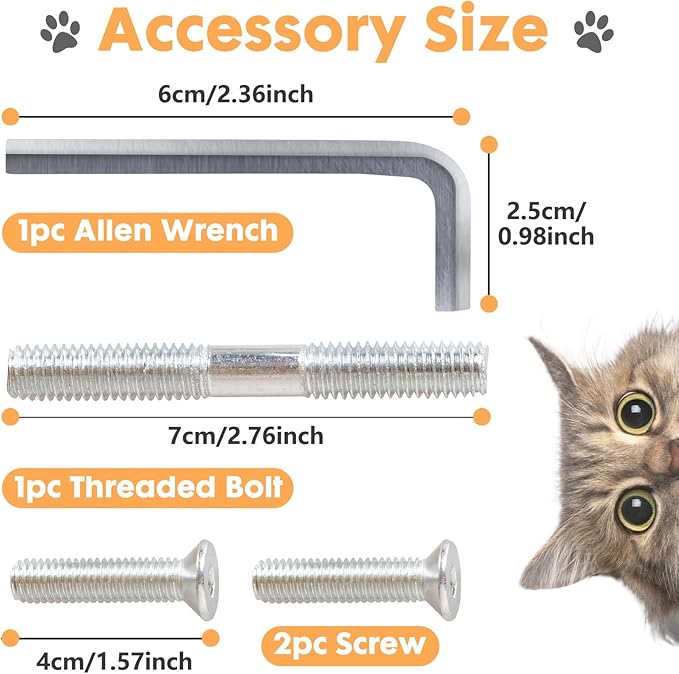 Barelove 4 Pack Cat Scratching Post Replacement, 15.7“ 7.9" Natural Sisal Rope Scratcher Posts Refill for Indoor Kittens Tower, Hemp Rope Scratch Pole Part Furniture Accessories with M8 Screws, Grey