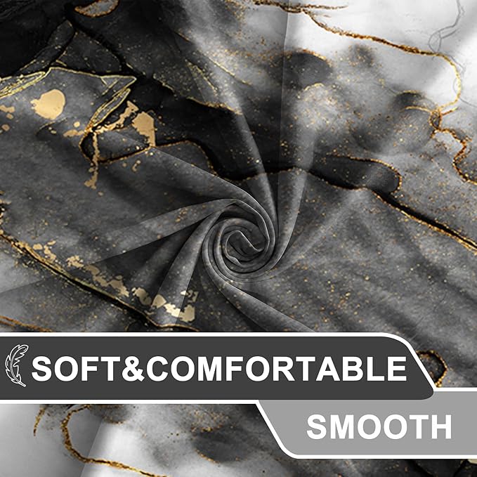 AWERT Dreamy Ink Art Black Glod Marble Shower Curtain for Bathroom Modern High Definition Printing Waterproof Shower Curtain with Hooks Bathroom Decor 60x72inch