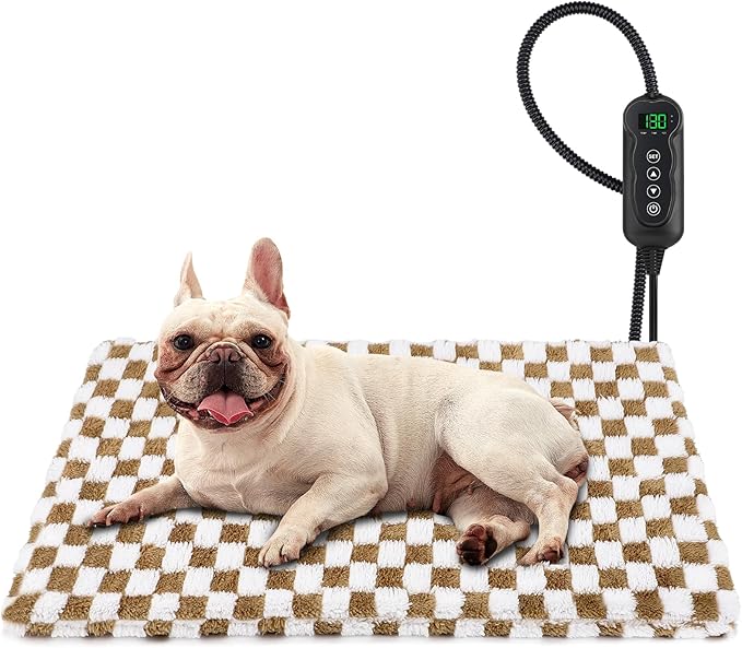 MIXJOY Heated Dog Bed, 11 Adjustable Temperature Dog Heating Pad Indoor with Timer, Pet Heating Pad for Dogs Cats, Electric Cat Heating Pad with Washable Cover, Heated Pet bed-28''x16'', Medium