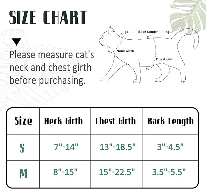 Supet Cat Harness and Leash Escape Proof for Walking, Adjustable for Large and Small Kittens Dogs