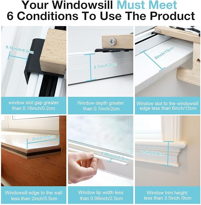 MEWOOFUN Sturdy Cat Window Perch Hammock Bed with Wood & Metal Frame for Cats Easy to Assemble for Windowsill, Bedside, Drawer and Cabinet More (Chessboard, M-22"x 14.5"x 6.7")