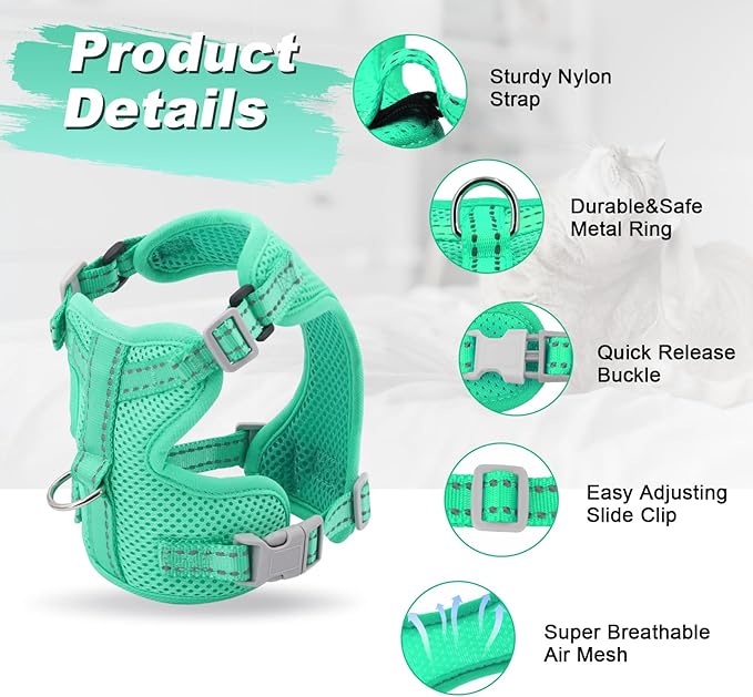 Supet Cat Harness and Leash Set for Small to Large Cats Adjustable Cat Vest Harness with Reflective Trim Universal Cat Leash and Harness for Cats/Puppies