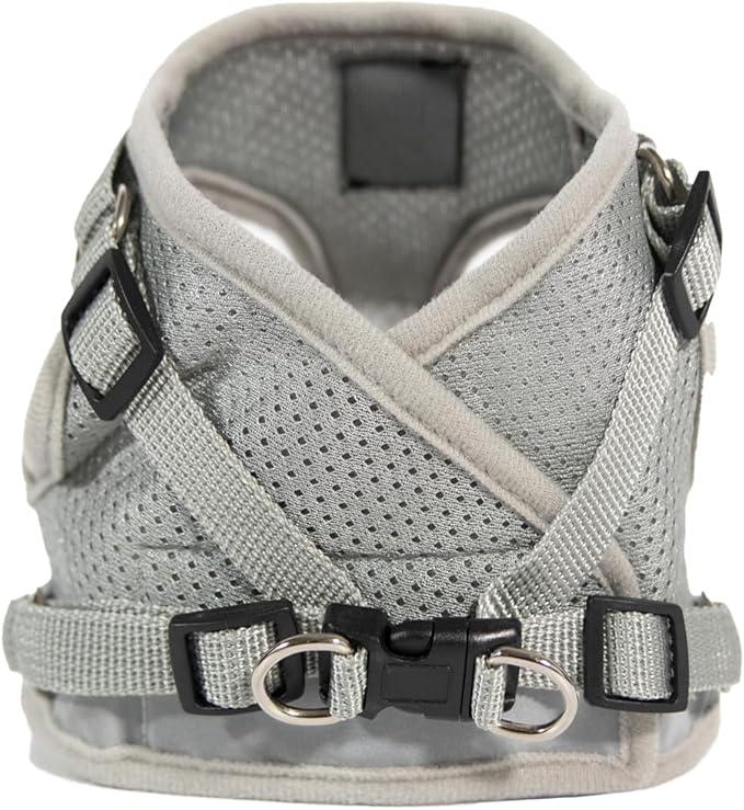Travel Cat Harness and Leash Set - Adjustable Fit Mesh Cat Harness and Reflective Strap - Comfort Escape Proof Harness for Cats, Kitten for Outdoor Walking, Hiking (Medium, Grey)