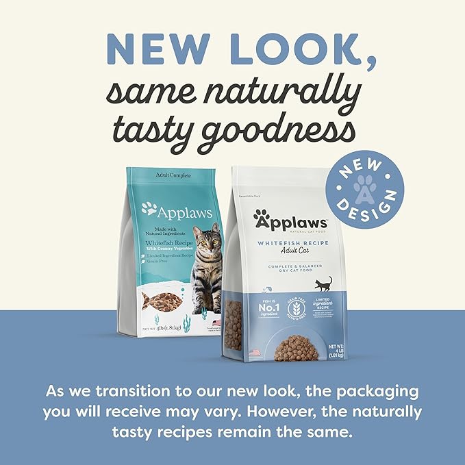 Applaws Complete Dry Cat Food, Grain Free, Limited Ingredient Food for Cats, Added Vitamins and Minerals for a Balanced Diet, Whitefish Recipe, 3 x 4 lb Bags