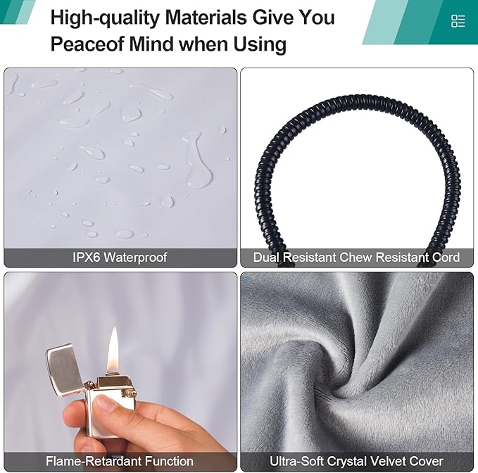 Smart Cat Heating Pad with Pressure Activated – Temperature Adjustable Heated Dog Bed with Timer - 13x17 inches - 30W - Pressure Activated Work for Pets Over 10 lbs