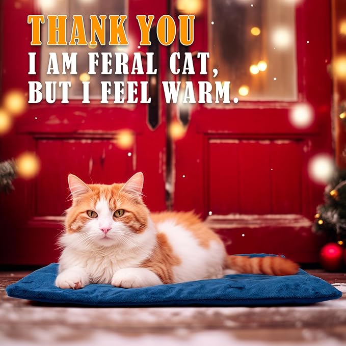 Kiroto Outdoor Heating Pad for Cats, Pet Heating Pad for Cats Outside, Waterproof Cat Warming Pad, Heated Cat Bed Safe Electric Heating Pad for Cat House, Feral Cat Heating Pad,Dog Hosue Pads,20"x16"