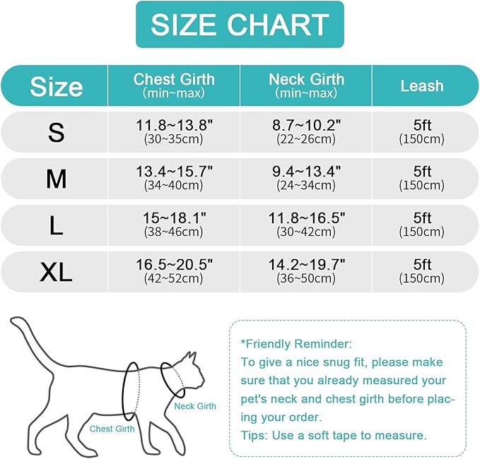 Cat Harness and Leash Set, Upgraded Escape Proof Adjustable Kitten Vest with Lead for Small Cat Outdoor Walking, Soft Breathable Mesh Jacket with Reflective Strips for Dark Night, S, Emerald Green