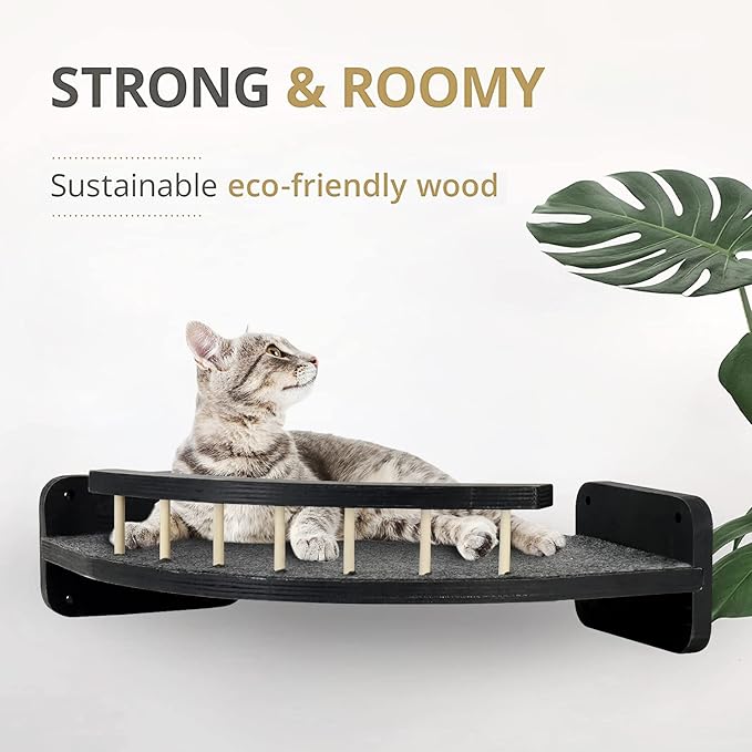 Cat Wall Furniture Cat Wall Shelves, Cat Shelves and Perches for Wall with 3 Cat Wall Steps, Cat Climbing Shelf, Cat Scratching Post Wall Cat Shelves for Indoor with Plush Covered, Cat Gift