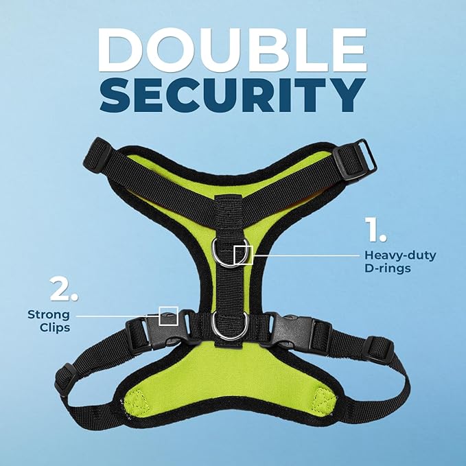 Voyager Step-in Lock Pet Harness - All Weather Mesh, Adjustable Step in Harness for Cats and Dogs by Best Pet Supplies - Lime Green/Black Trim, S