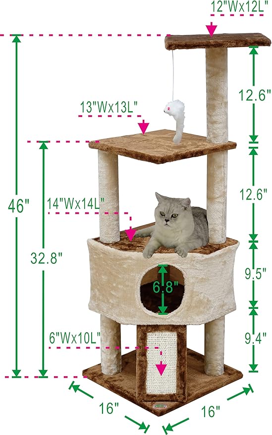 Go Pet Club F708 46" Kitten Tree,Beige
