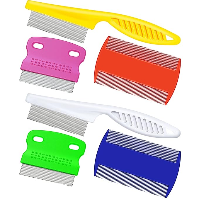 6 Pieces Pet Lice Combs Dog Grooming Flea Comb Cat Tear Stain Comb for Removal Dandruff, Hair Stain, Nit (White, Yellow, Green, Purple, Orange, Dark Blue)