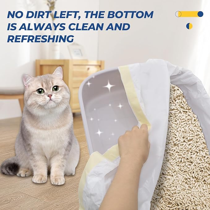 40 Count Large Cat Litter Box Liners, 36" x 18" Jumbo Heavy Duty Liner Bags with Drawstring, Scratch-Resistant, Leak Proof, Pet Kitty Pan Trays Waste Bags