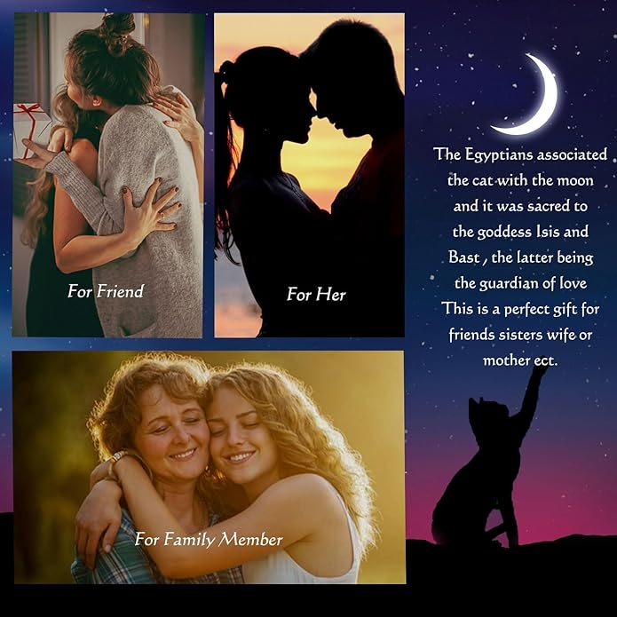 AUDINCCED Black Cat Necklace Turtle Necklace Gothic Jewelry Butterfly Necklace Cat Necklace 925 Sterling Silver Crescent Moon Necklace for Women Cat Gifts for Cat Lovers