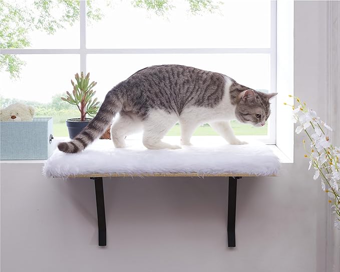 sweetgo Cat Window Perch-Mounted Shelf Bed for cat-Funny Sleep DIY Kitty Sill Window Perch- Washable Foam Cat Seat
