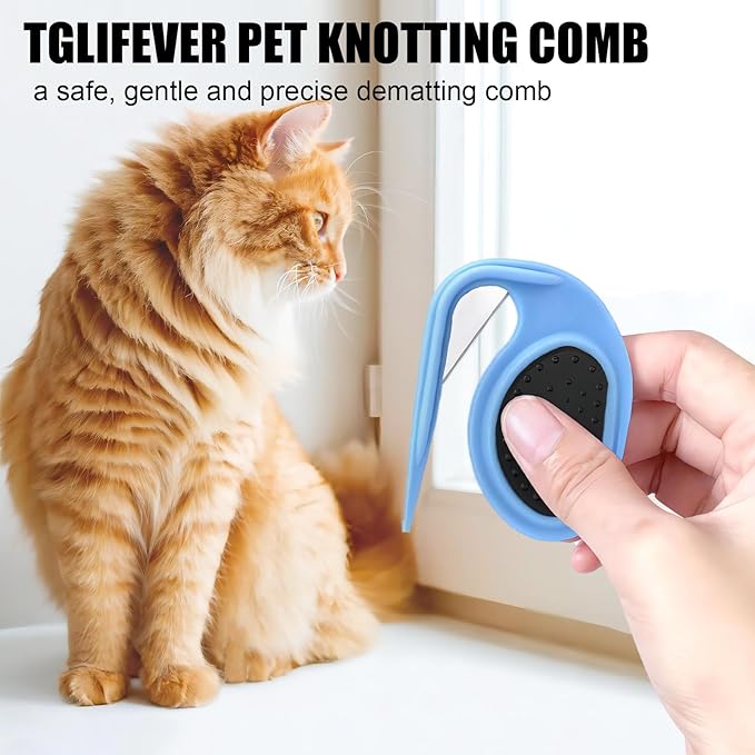 4PCS Grooming Comb Set - Knotting/De-matting Comb for Cats and Dogs, Removing Tangled Hair, with Dog Bath Brush (1PCS Green)