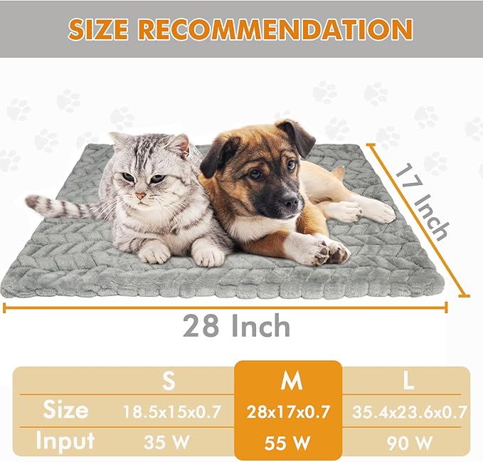 Heated Dog Bed, Completely Chew-Proof Cord Cat Heating Pad, Waterproof Adjustable Temperature Dog Heated Mat, Pet Heating Pad for Puppy Kitten, Electric Pads for Pregnant New Born Pet (M)