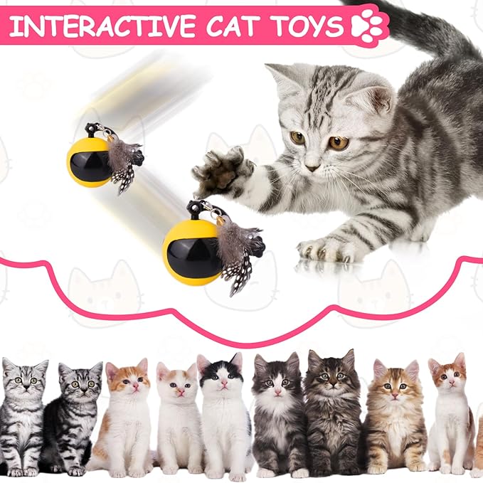 BABORUI 2 in 1 Simulated Interactive Hunting Cat Interactive Toy, Upgraded Remote Interactive Cat Toy Ball Fast Rolling in Pouch, Rechargeable Hide and Seek Cat Ball Toys for Indoor Cats