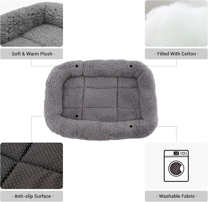 lesypet Cat Beds for Indoor Cats, 22" x 16" Pet Bed Curl Sleep Plush Cushion with Pillow, Non-Slip Bottom Washable Pet Mat for Small Dogs Pet, Medium