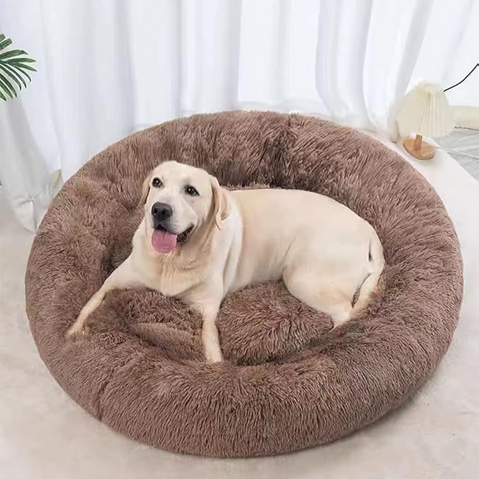 Nisrada Dog Bed for Small Medium Large Dogs, 27 inch Calming Dogs Bed, Washable-Round Cozy Soft Pet Bed for Puppy and Kitten with Slip-Resistant Bottom