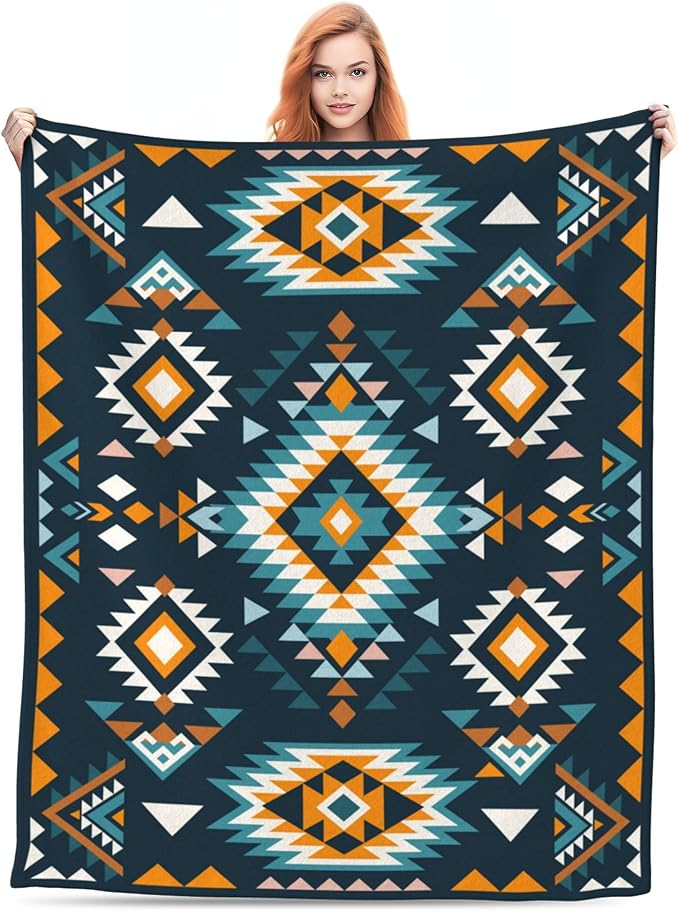 Aztec Soft Throw Blanket Flannel Fleece Blankets Warm Cozy Lightweight Fuzzy Blanket for Bed Sofa Couch Home Decor 60"X50"