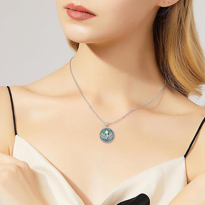 925 Sterling Silver Animal Necklaces Lion/Honeybee/MaMa Bear/Koalas Necklace Adjustable Chain Animal-Lover Pendant CZ/Moonstone Jewelry For Women Men