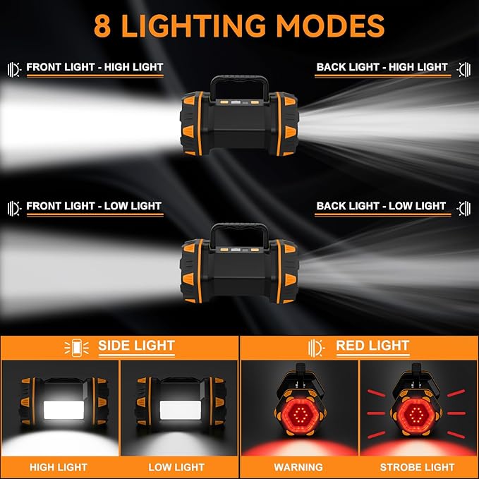 AlpsWolf Camping Lantern Rechargeable, LED Camping Flashlight, 4800 Capacity, Portable Camping Light 12h Standby, 4+4 Modes for Emergency, Hiking, Power Outages, Fishing Orange