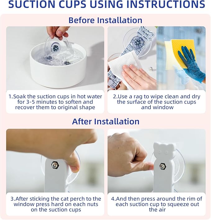 pettycare Cat Window Perch, Cordless Cat Window Hammock Bed with 4 Strong Suction Cups, Foldable Cat Window Seat for Inside Hold Up to 40lbs, Solid Metal Frame and Soft Reversible Two Fabrics Cover