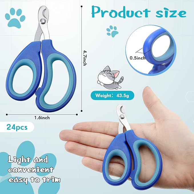 24 Pcs Cat Nail Clipper Bulk Kitten Claw Trimmer Pet Nail Cutter Claw Care for Cattery Cat Breeders Groomers Nonprofit Organization and Charity