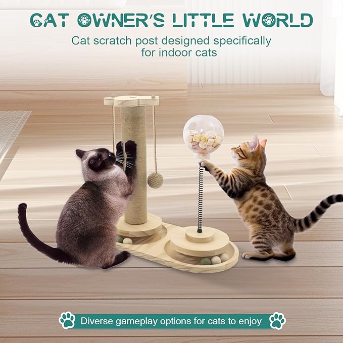 Buwico Kitten Scratching Post, Kitten Toys with Dangling Ball, 15.7" Tall Premium Sisal Scratch Posts for Indoor Cats and Kittens