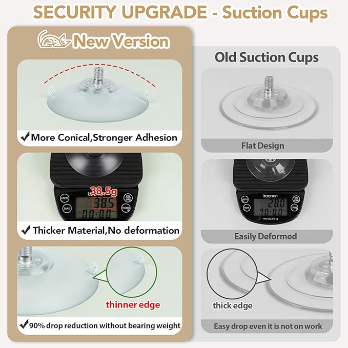 Foldable Cat Window Perch for Large Cat, Cordless Cat Hammock Window Seat Update Secure Hold with 4 Cone Shape Suction Cups and 2 Sturdy Larger Base for Indoor Cats (Large,White)