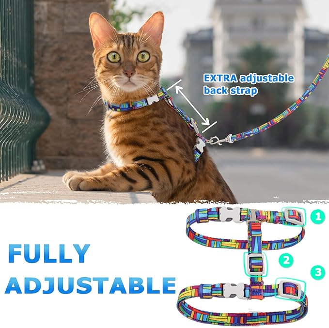 Supet Cat Harness and Leash Escape Proof, Adjustable Cat Leash and Harness Set for Walking, Lightweight Cat Harness for Large Small Kittens
