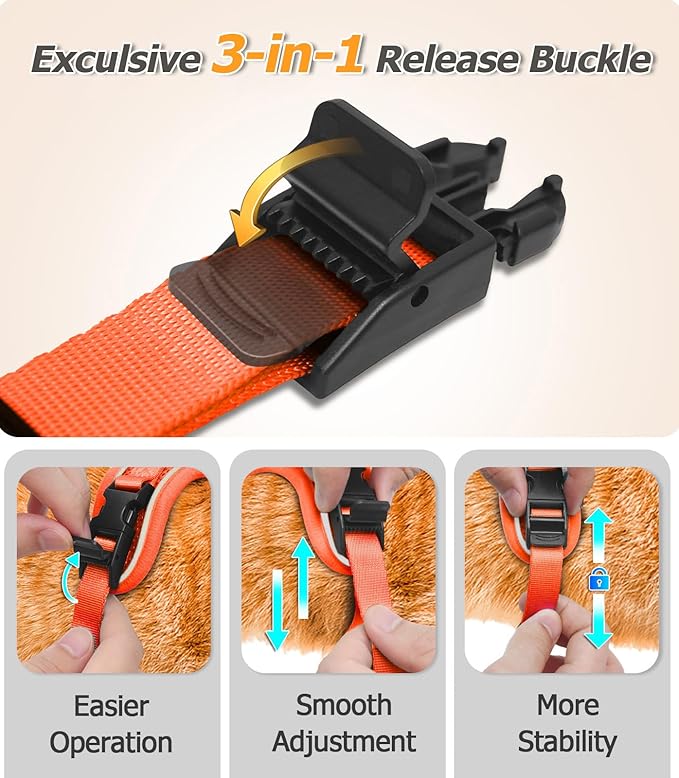 Halypet Cat Harness and Leash Set [MAX Safety 4th-Gen Upgrade] Escape Proof Adjustable Cat Leash Comfortable Soft Vest Easy to Wear Kitten Harness with Reflective Strip for Cats Walking, M Orange