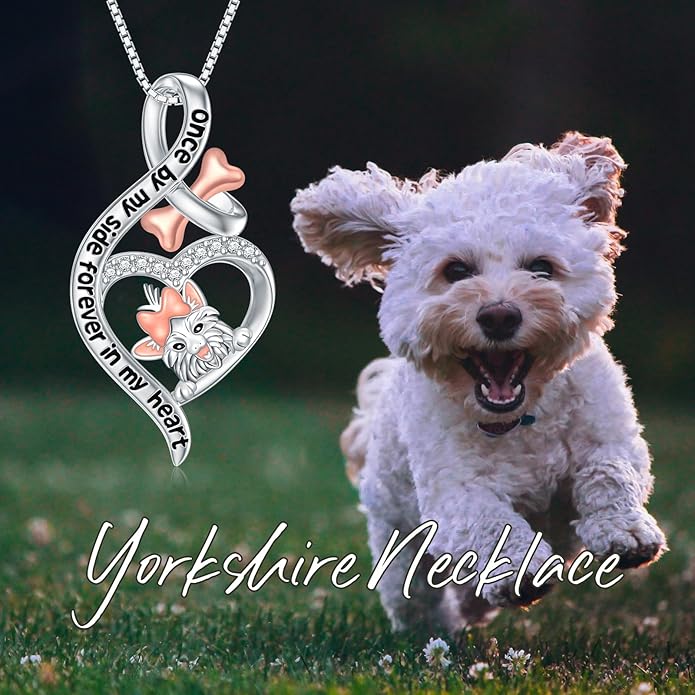 925 Sterling Sliver Yorkshire/Corgi/Labrador/Pug/Bulldog/Paw Print/Cross Necklace Cute Puppy Dog Necklace Jewelry Birthday Gifts for Women Girls Dog Lovers