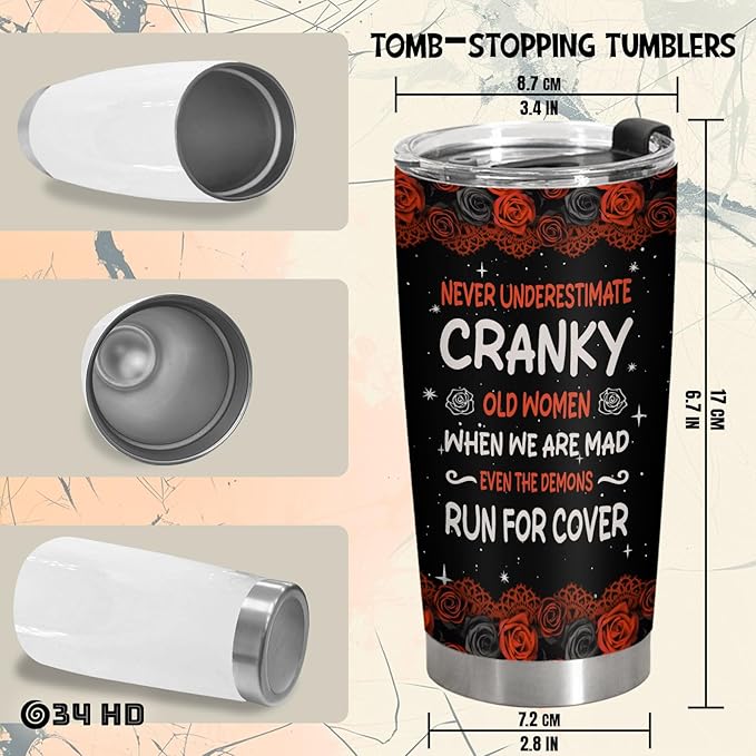 34HD Funny Black Cat Tumbler with Lid, 20 oz Stainless Steel Vacuum Insulated Pet Coffee Mug, Cat Lover Gifts for Women Girl Mom Birthday Halloween Christmas