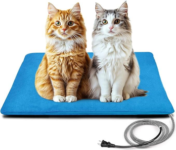 Outdoor Pet Heating Pad for Cats, Pet Heating Pad for Cats Outside, Waterproof Cat Warming Pad, Heated Cat Dog Bed Electric Heating Blanket, Feral Cat Heating Pad Heated Mat for Dog Cat House, 16"x20"