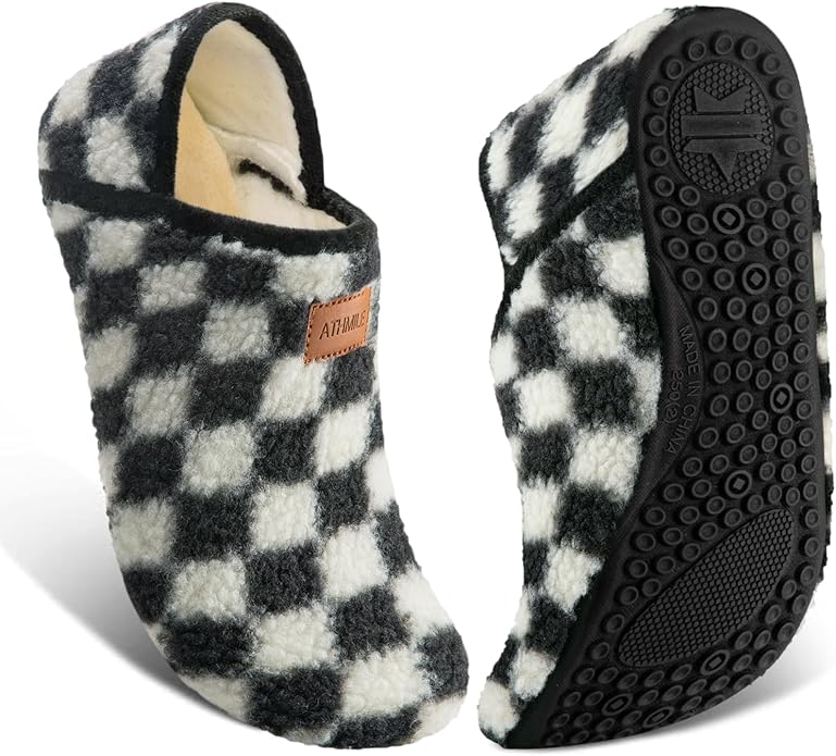 ATHMILE House Slippers for Women Men Indoor Barefoot Slippers Socks Furry Slip on House Shoes Cozy Comfy Slippers for Home Bedroom Travel Yoga