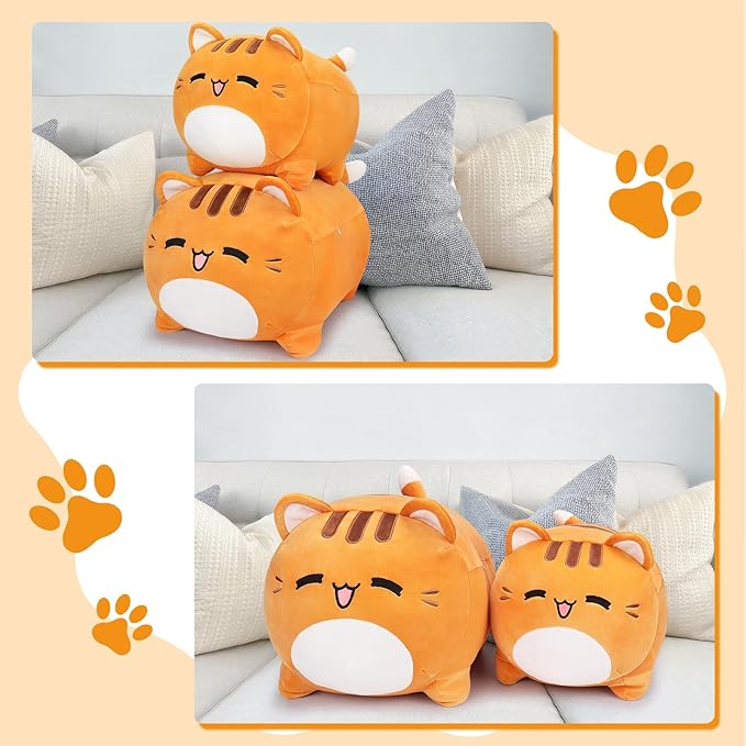 Auspicious beginning Orange Cat Plush-20'' Cute Cat Stuffed Animal, Cat Squishy Plush Toy, Cat Plushie Doll Soft, Cute, Kawaii Stuffed Animal Pillow Doll for Kids' Birthdays & Home Decoration, 19.6