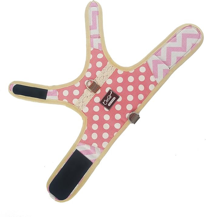 Cat Harness and Leash for Walking Escape Proof, Adjustable Cat Vest Harness, Padded Stylish Cat Walking Jackets, Polka Dot Pink, Extra Large