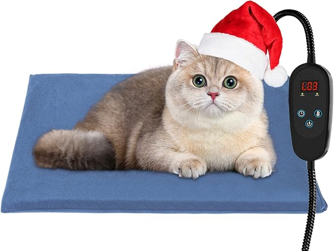 Outdoor Heating Pad for Cats,Cat Warming Pad for Feral Cats Outside, Cat Warmer with Timer, Pet Heating Pads for Cats Indoor,Electric Heating Pad for Outdoor Cat House,Heated Cat Pad