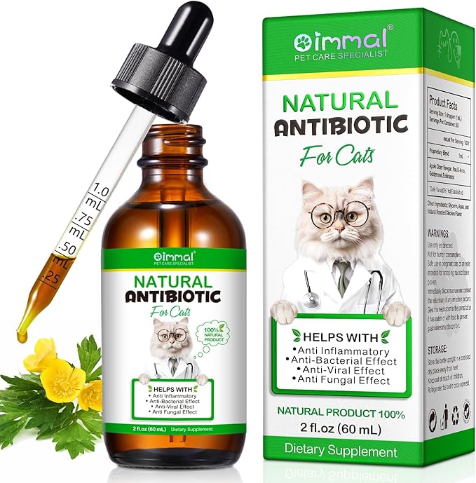 60ml Cat Antibiotics for Infections Antibiotics for Cats Cat Antibiotics Cat Immune Support Supplement Infection Antibiotics Natural Antibiotics for Cats Allergy Relief for Cats (60ml)