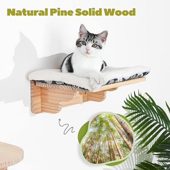 Cat Wall Mounted Shelves Steps - Cat Wall Perches Furniture Playing Stairs Climber Hanging Holder Soft Carpet Cats Resting Space Saving …
