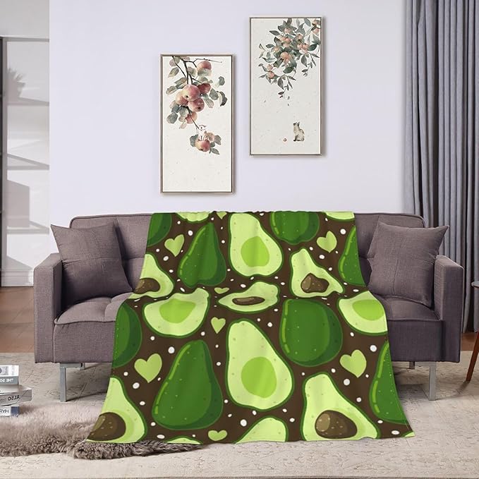 Avocado Merch Cozy Print Flannel Fleece Soft Plush Fuzzy Warm Lightweight Bedding - Avocado Gifts for Women, Men, Girls, Kids - 50"X40"