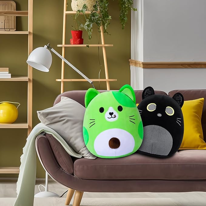 Avocado Cat Plush Pillow, Cute Cat Plushie Toy, Soft Pillow Plush, Present for Kids Boys Girls Christmas Birthday (11.5 inches)