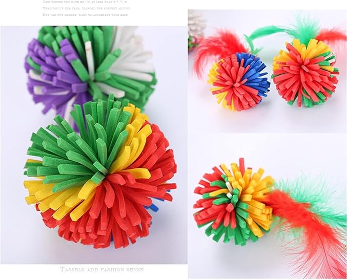 2-Pack Interactive EVA Cat Toy for Kittens and Indoor Cats - Colorful Teaser with Feather for Chasing and Exercise, Soft and Quiet Pet Supplies for Training and Playtime, Improves Activity and Fun