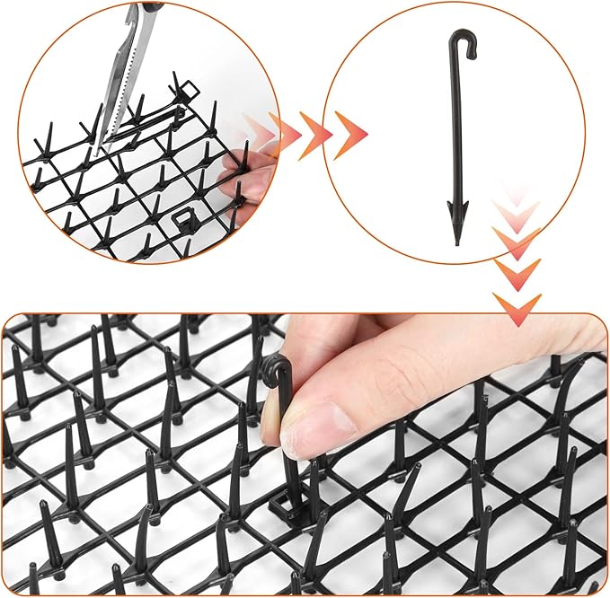 13Ft x 12 Inch Scat Mat for Cats, Cat Scat Mat with Spikes, Anti-Cats Deterrent Mat, Pet Repellent Mat, Cat Digging Stopper Prickle Strip for Indoor Outdoor Sofa Furniture with Garden Staples