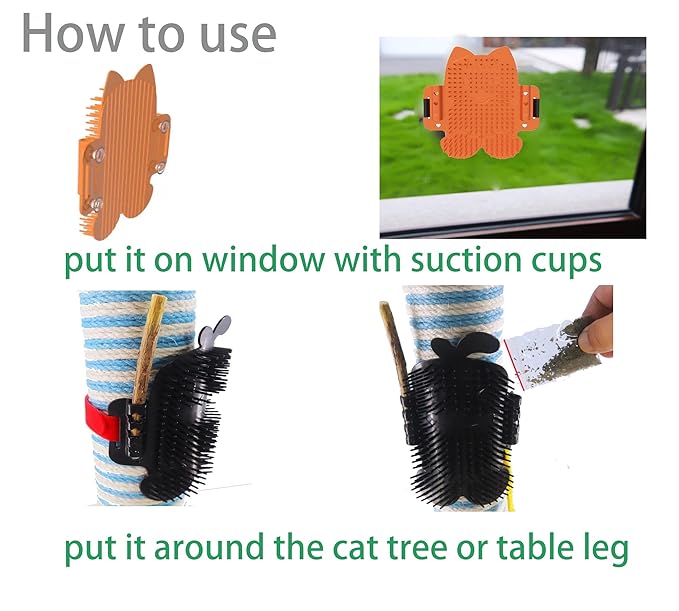 2 Packs Pet Self Groomer and Massage Combs, Cat Wall Scratcher with Catnip, Grooming Brushes for Long & Short Fur Cats, Dogs, and Kittens