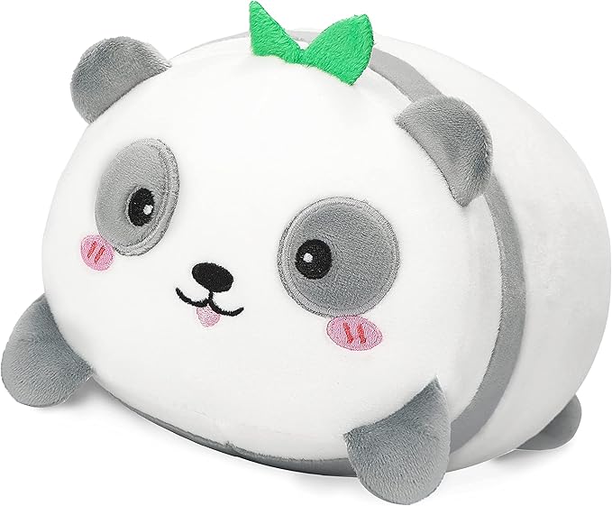 AIXINI Cute Panda Plush Pillow 15.7” Bamboo Panda Stuffed Animal, Soft Kawaii Plushies Hugging Plush Squishy Pillow Toy Gifts