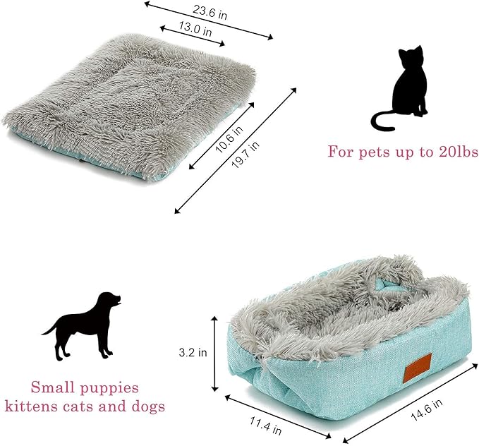 Cat Bed Small Dog Bed, Self Warming Cat Beds Self Heating Cat Dog Mat, Extra Warm Thermal Pet Pad for Indoor Outdoor Pets, Calming Dog Crate Bed Pet Cushion, 23.6x19.7inch