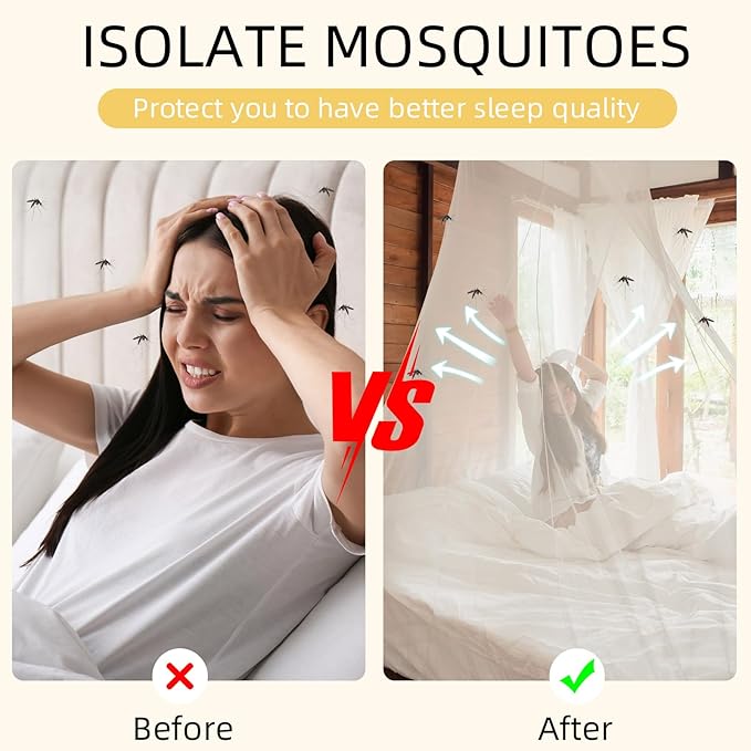 4 Corners Mosquito Net for Mosquiteros para Camas Bed Canopies Netting Bed Drapes Rectangular Mosquito Mesh for Camping Home Outdoor Travel Dormitory(White,L75 X W47 X H59 Inch)