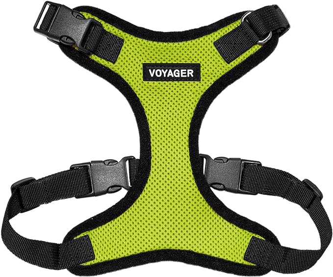Voyager Step-in Lock Pet Harness - All Weather Mesh, Adjustable Step in Harness for Cats and Dogs by Best Pet Supplies - Lime Green/Black Trim, M